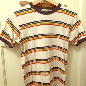 Rainbow striped ringer tee
